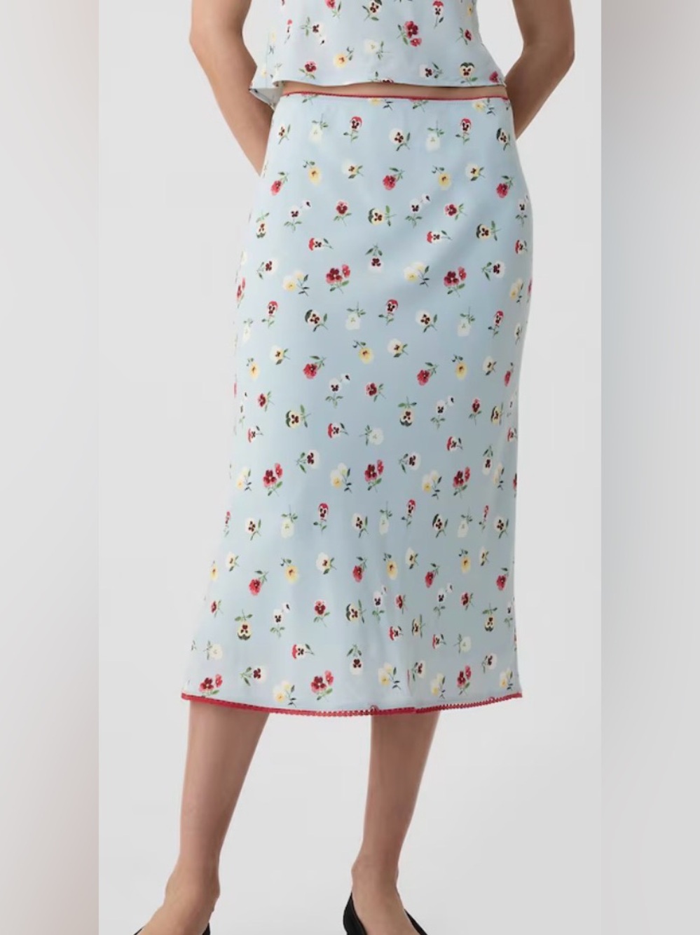 Gap x Doen Light Blue Midi Skirt M